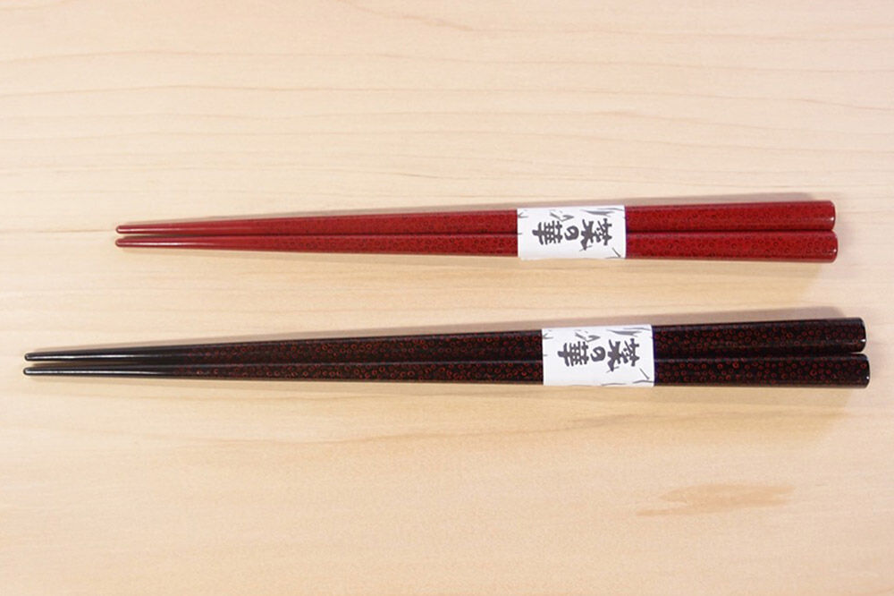【寄附金額見直しました】津軽塗 夫婦箸 菜の華 七々子塗 黒（大）・赤（中）