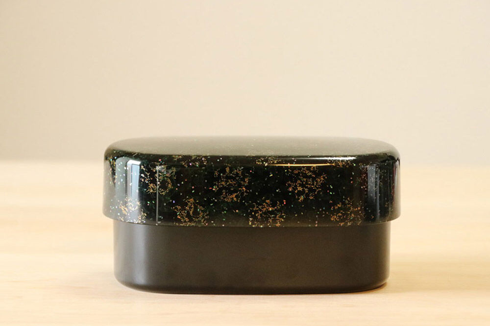 【寄附金額見直しました】津軽塗 弁当箱（唐塗 貝蒔 黒）