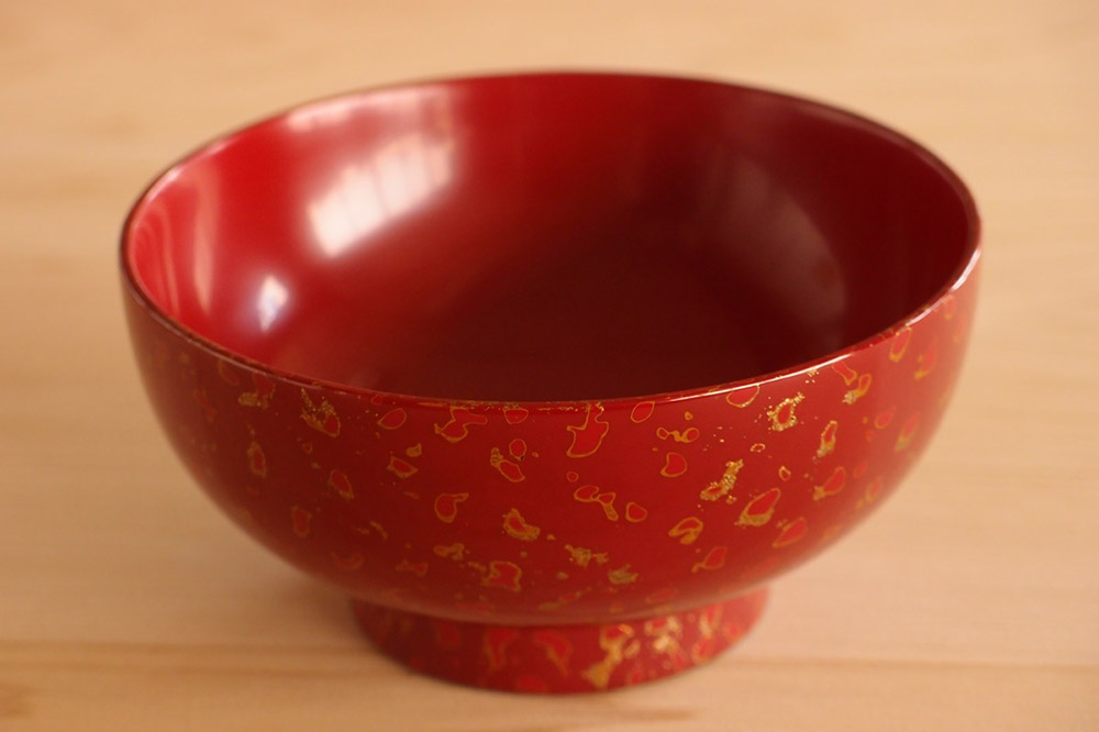 津軽塗 夫婦汁椀（唐塗 黒・赤々）