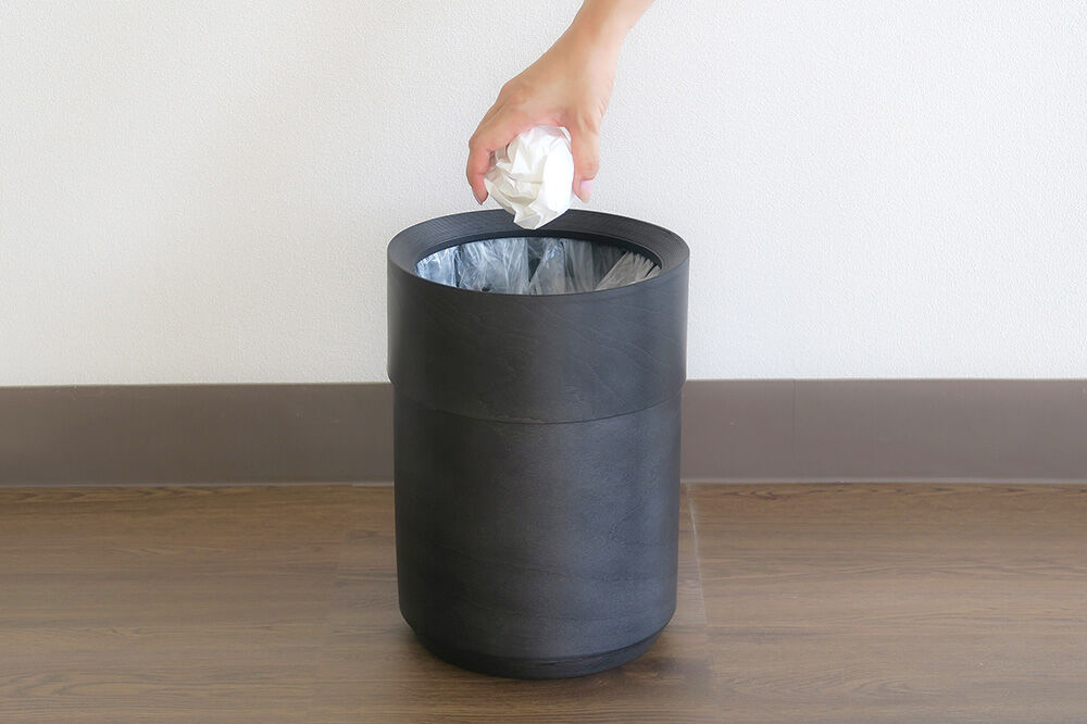 【寄附金額見直しました】BUNACO 袋の見えないダストボックス（ブラック） ブナコ ゴミ箱 木製家具 おしゃれ  シンプル