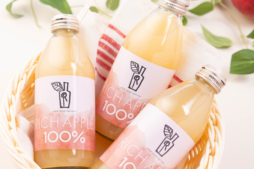【定期便3ヶ月】RICH APPLE りんごジュース12本セット（250ml×12本×3回）【飲料類 果汁飲料】