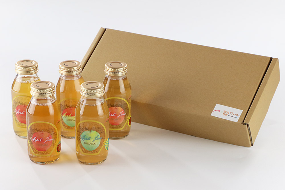 ストレートりんごジュース 旬の3品種 180ml×5本セット 青森県弘前市産りんご果汁100％ みらいファーム・ラボ 株式会社 小栗山農園