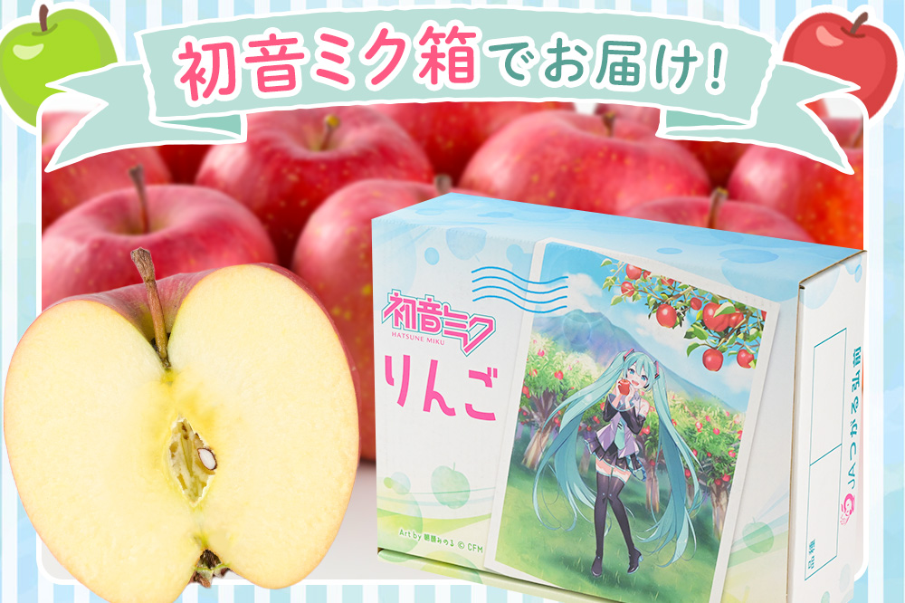 【26年1月発送】りんご【数量限定】 贈答用 サンふじ 約3kg 初音ミク オリジナルデザイン 化粧箱入り
