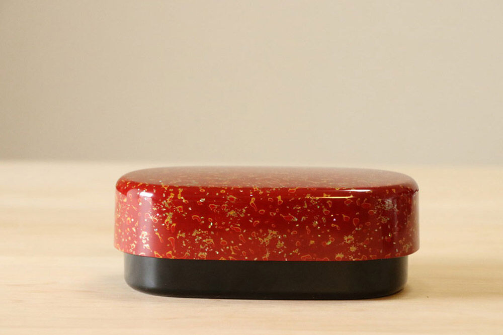 【寄附金額見直しました】津軽塗 弁当箱（唐塗 貝蒔 赤々）