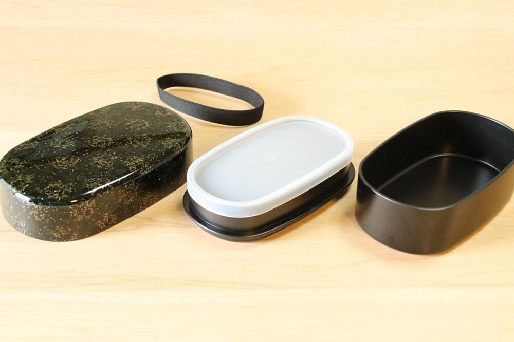 【寄附金額見直しました】津軽塗 弁当箱（唐塗 貝蒔 黒）