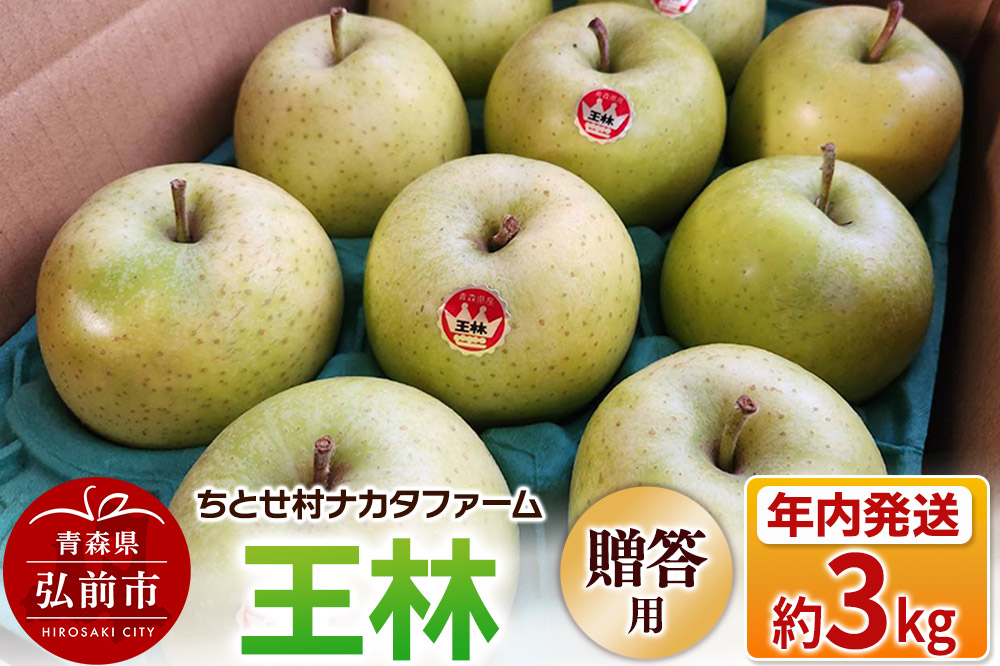 【25年11月～発送】りんご【贈答用】王林 約3kg ちとせ村