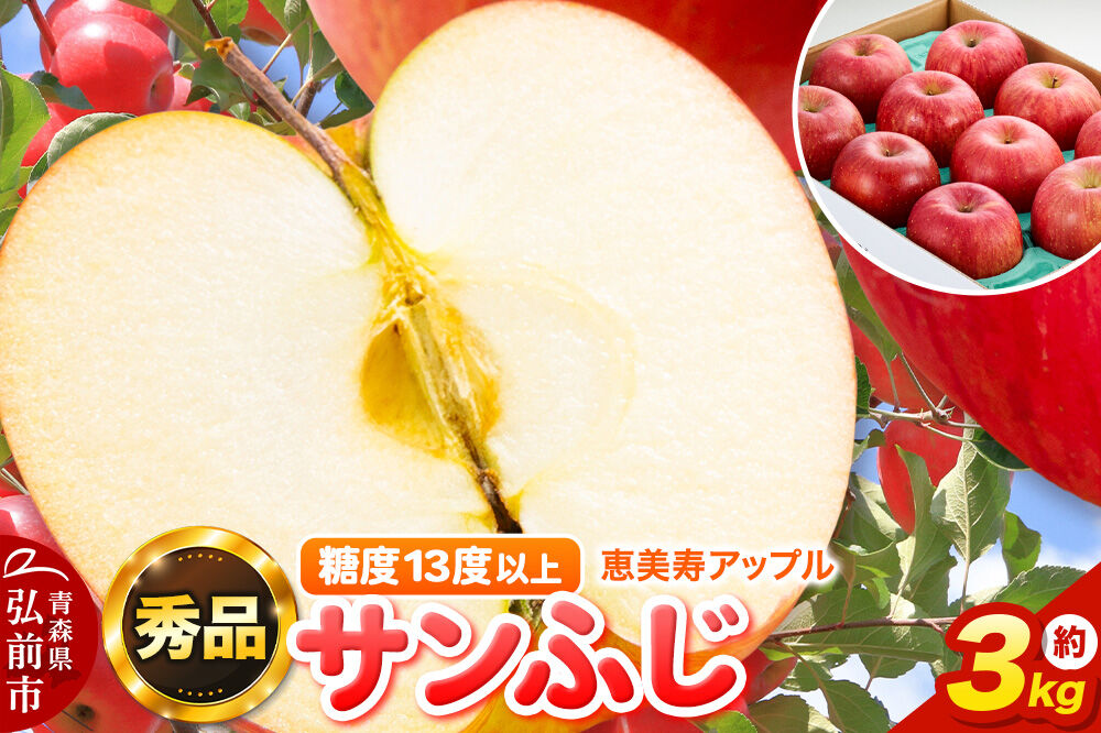 【寄附金額見直しました】りんご 【糖度13度以上】サンふじ 約3kg 【秀品】 青森県 フルーツ 果物