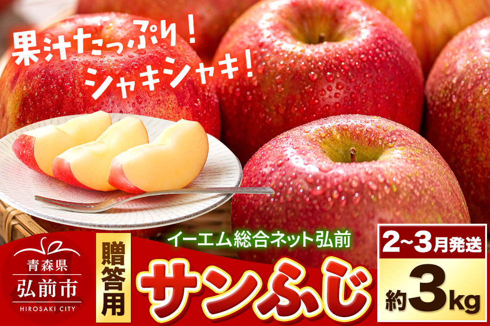【26年2月～発送】りんご  贈答用 サンふじ 約3kg 糖度 13度以上 EMりんご