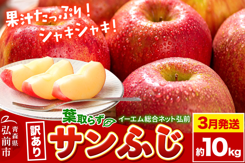 【26年3月クール便発送】りんご【訳あり】葉取らず サンふじ 約10kg 糖度 13度以上 EMりんご