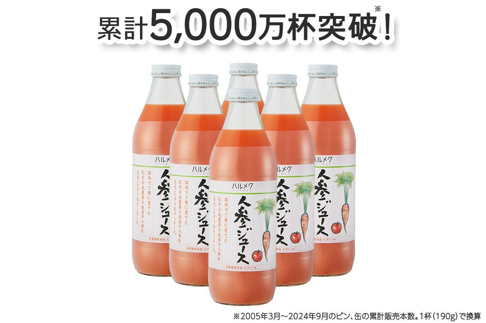 【寄附金額見直しました】《定期便12ヶ月》ハルメク 人参ジュース【ビン】1030g×6本