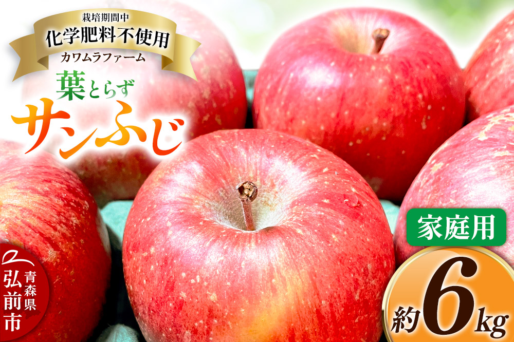 りんご 葉とらず サンふじ 約6kg カワムラファーム 家庭用 青森 果物 フルーツ 林檎 リンゴ くだもの