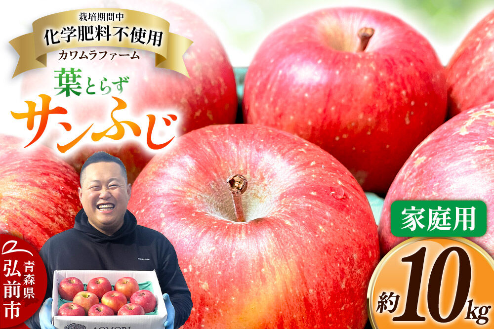 【寄附金額見直しました】りんご 葉とらず サンふじ 約10kg カワムラファーム 家庭用 青森 果物 フルーツ 林檎 リンゴ くだもの