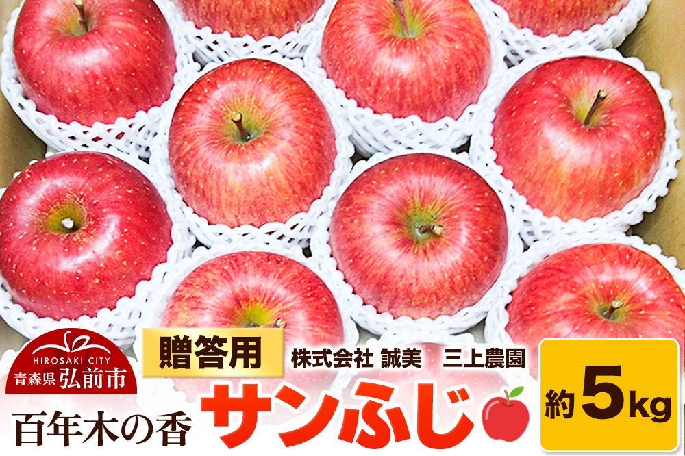 【25年12月～発送】りんご 贈答用 百年木の香 三上農園 サンふじ 約5kg【先行受付】 青森 果物 フルーツ 林檎 リンゴ くだもの 予約
