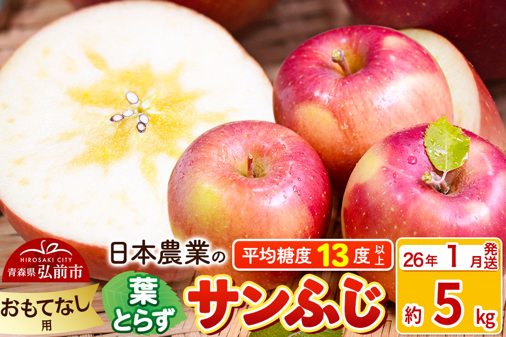 【26年1月発送】りんご 平均糖度13度以上！ 葉とらずサンふじ 約5kg おもてなし用 青森 果物 フルーツ 林檎 リンゴ くだもの