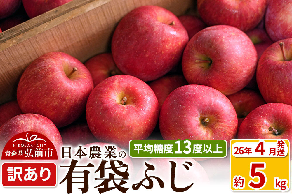 【26年4月発送】りんご 平均糖度13度以上！ 有袋ふじ 約5kg 訳あり CA貯蔵 クール便 青森 果物 フルーツ 林檎 リンゴ くだもの 不揃い 規格外 [リンゴ 林檎 アップル 果物 産地直送 フルーツ]