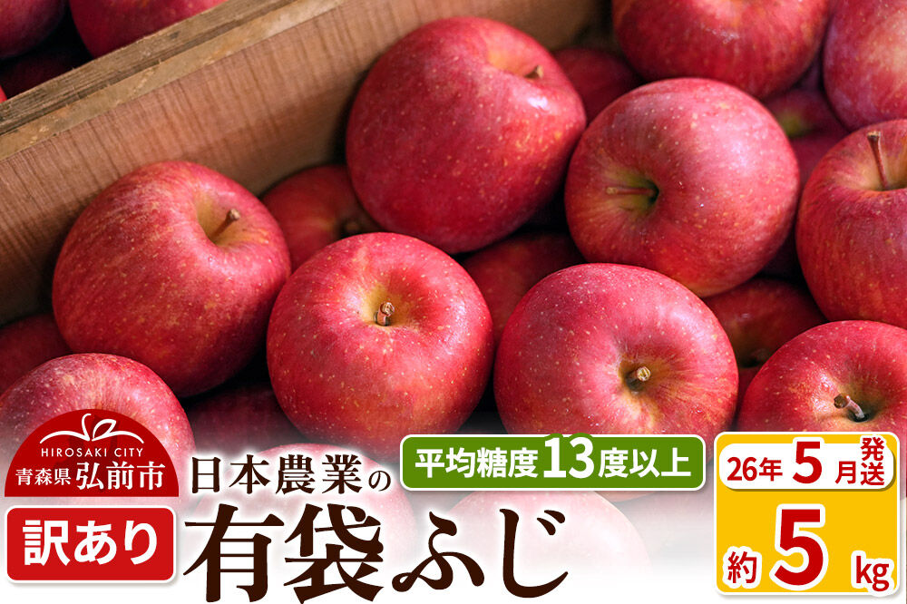 【26年5月発送】りんご 平均糖度13度以上！ 有袋ふじ 約5kg 訳あり CA貯蔵 クール便 青森 果物 フルーツ 林檎 リンゴ くだもの 不揃い 規格外 [リンゴ 林檎 アップル 果物 産地直送 フルーツ]