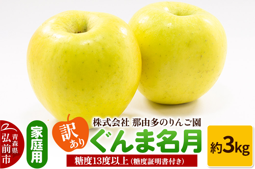 【25年11月～発送】りんご【訳あり】家庭用 ぐんま名月 約3kg 糖度13度以上（糖度証明書付）【先行受付】 青森 果物 フルーツ 林檎 リンゴ くだもの 不揃い 規格外 予約