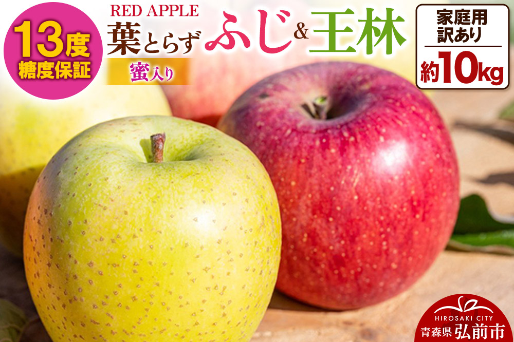 りんご 13度糖度保証【訳あり】家庭用 葉とらずふじ＆王林 約10kg