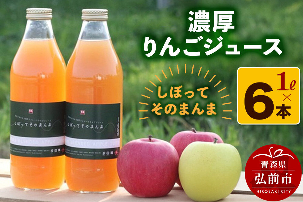 【寄附金額見直しました】濃厚りんごジュース『しぼって そのまんま』1L×6本 RED APPLE