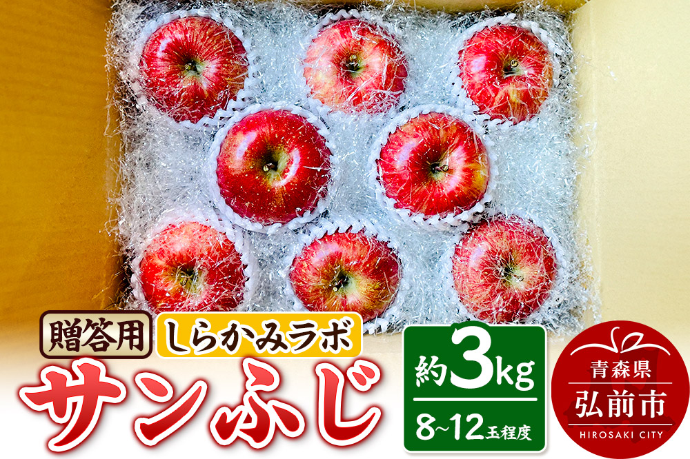 【25年12月～発送】りんご サンふじ 贈答用 約3kg しらかみラボ
