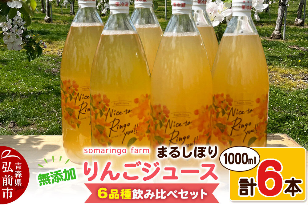【寄附金額見直しました】somaringo farm 無添加 まるしぼり りんごジュース 6品種飲み比べセット 1000ml 各1本 計6本