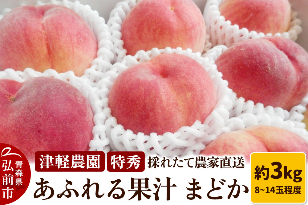 【26年8月発送】もも【2026年産 あふれる果汁 まどか】特秀 約3kg 8～14玉程度 津軽農園 採れたて 農家直送