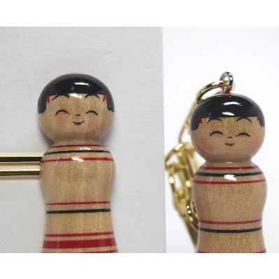 「こけス」ネクタイピン＆キーホルダー(赤ロクロ線)