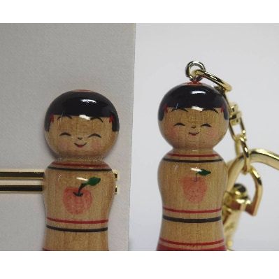 「こけス」ネクタイピン＆キーホルダー(赤りんご)