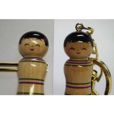 「こけス」ネクタイピン＆キーホルダー(緑ロクロ線)