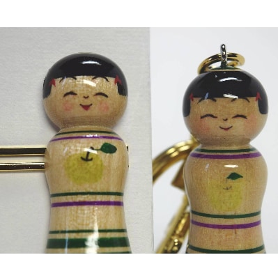 「こけス」ネクタイピン＆キーホルダー(緑りんご)