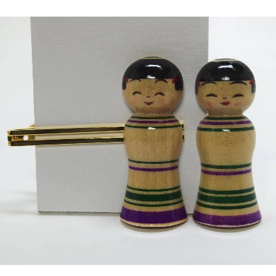 「こけス」ネクタイピン＆帯留め(緑ロクロ線)