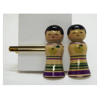 「こけス」ネクタイピン＆帯留め(緑りんご)