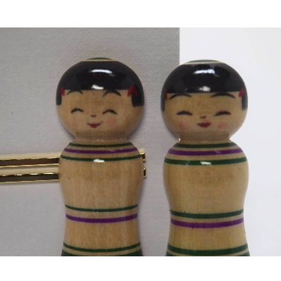 「こけス」ネクタイピン＆帯留め(緑ロクロ線)