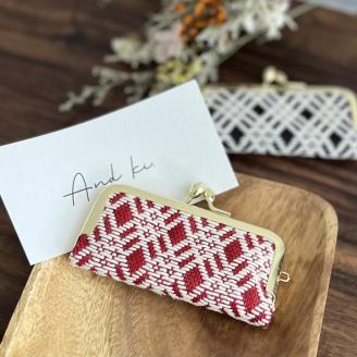 こぎん刺し 印鑑ケース 赤×生成り ハンドメイド 手作り 青森 津軽 五所川原