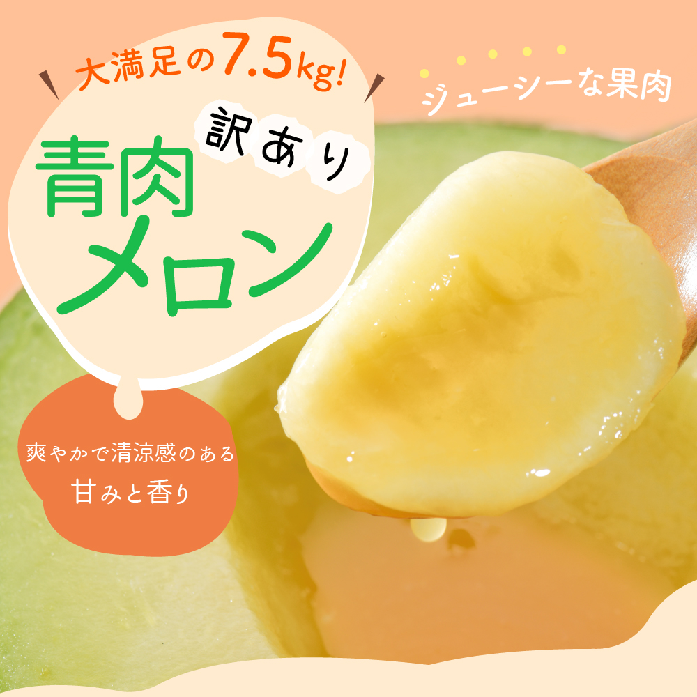 【2026年8月前半発送】【訳あり】 メロン 約7.5kg 青肉 4～8玉 青森県産
