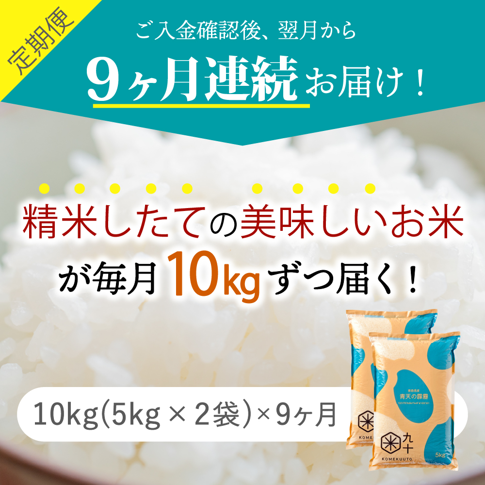 【定期便9ヶ月】米 青天の霹靂 10kg 青森県産【特A 8年連続取得】（精米・5kg×2袋）