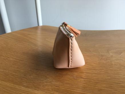 本革レザーポーチ ファスナーケース Sサイズ（ファスナーカラー白）