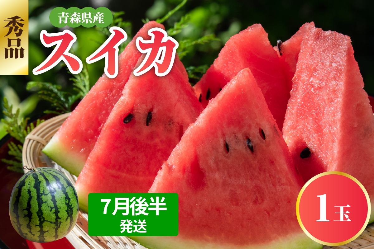 【2026年7月後半発送】 青森県産スイカ 大玉 1玉 秀品 先行受付 西瓜