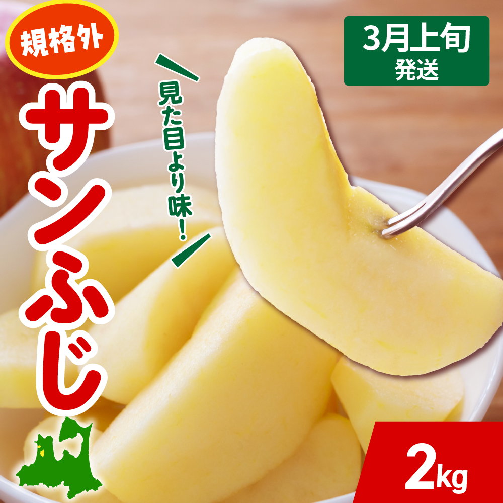 【2026年3月上旬発送】 りんご サンふじ 約 2kg 規格外 程度 青森 五所川原 不揃い サン ふじ りんご規格外