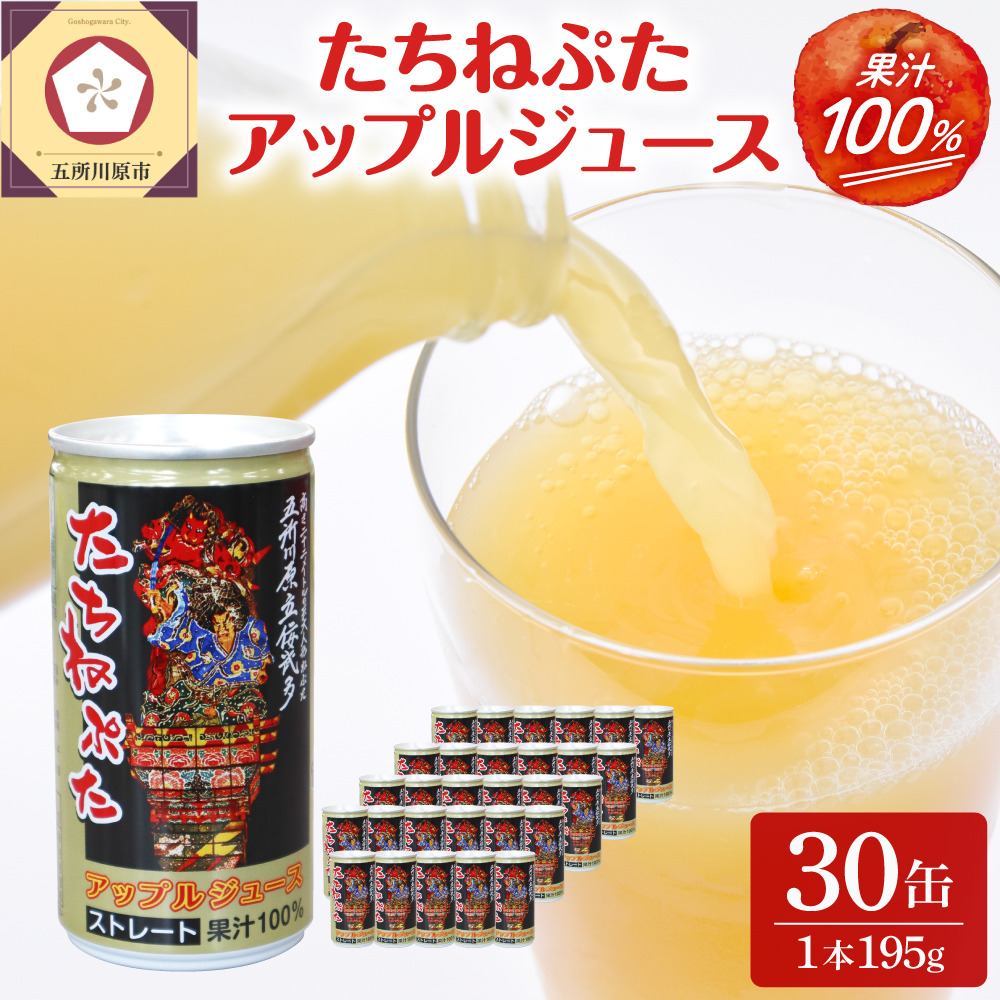 【2026年1月中旬以降発送】青森りんごジュースストレート100％果汁(１箱30本入)たちねぷた缶【ねぶた立佞武多】缶りんごジュース