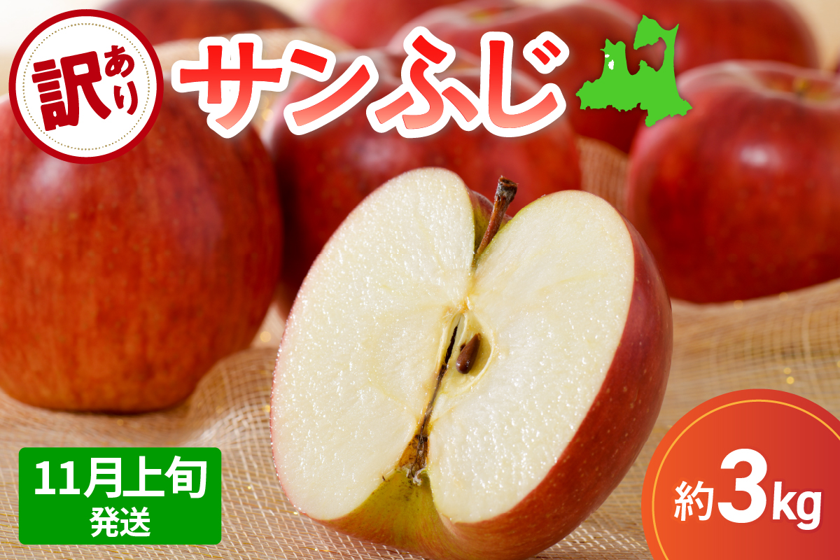 サンふじ 訳ありりんご約3kg[2024年11月上旬発送]青森県五所川原市サンフジリンゴ3kg規格外