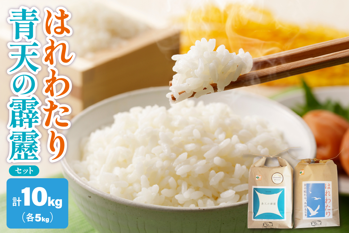 [令和6年産]米 10kg 青天の霹靂 と はれわたり (各 5kg ) 特A 取得歴がある品種の セット[ 米 お米 青森県産 五所川原 精米 白米 食べ比べ ]