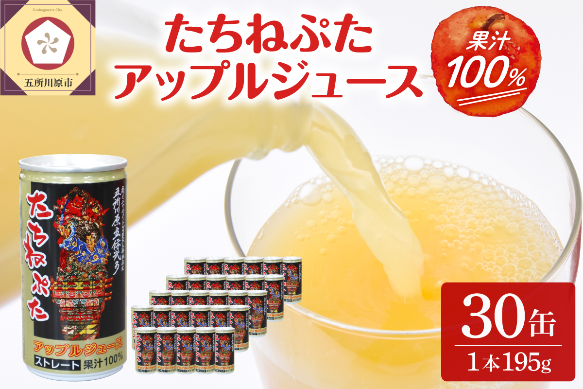 【2026年1月中旬以降発送】青森りんごジュースストレート100％果汁(１箱30本入)たちねぷた缶【ねぶた立佞武多】缶りんごジュース