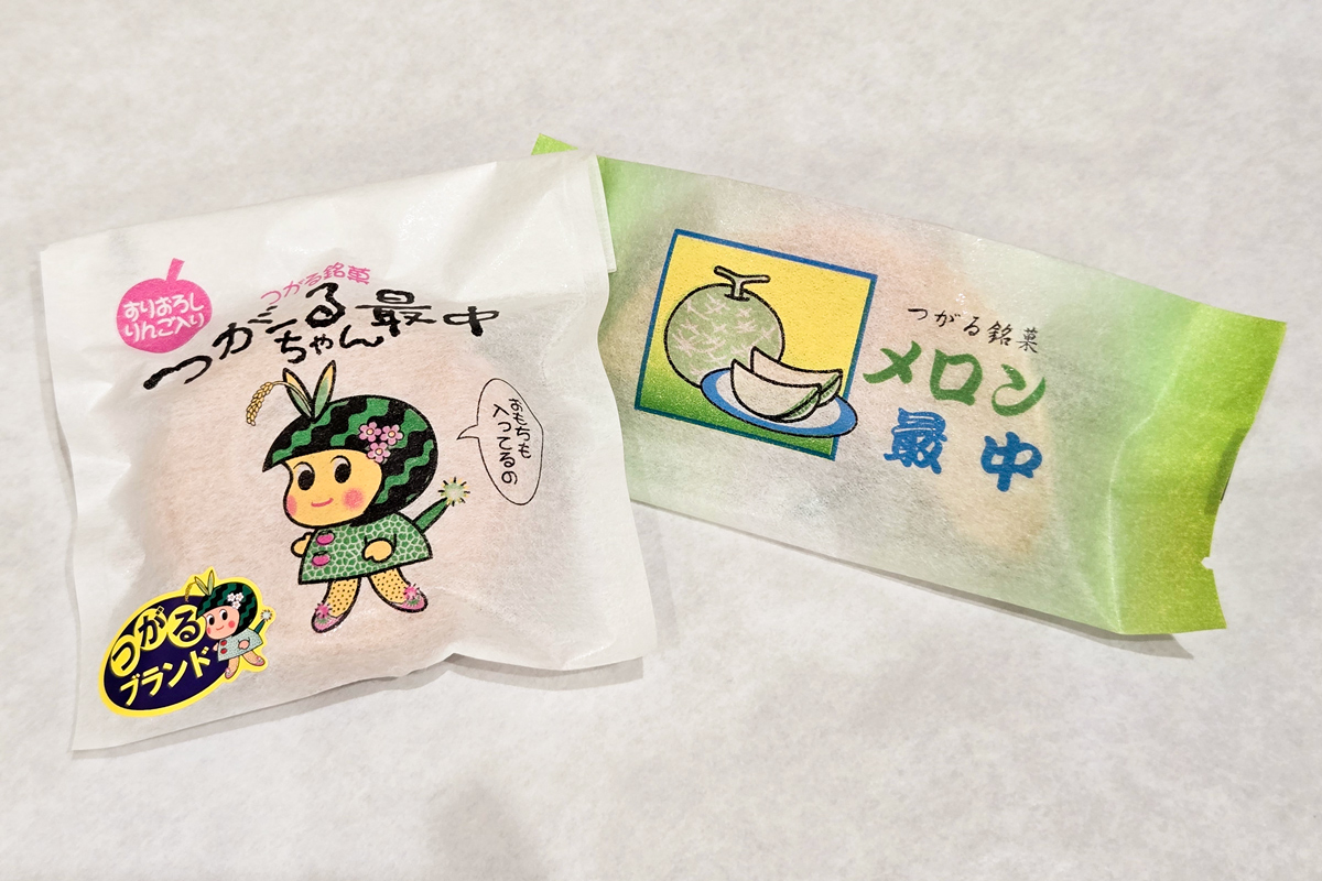 [つがーるちゃん最中]＆[メロン最中] 計11個 ミックスセット｜りんご めろん もなか モナカ お菓子 和菓子 お餅 白あん 餡 つがる市 特産品 お土産 贈答 ギフト ゆるキャラ [0786]