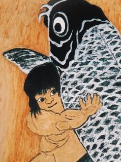 工芸品 青森ひば絵 (商標登録) 写真 (ラミネート仕上り) A3サイズ 1枚 額入り「金太朗」[0239]