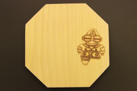 [天然青森ひば使用] オリジナル しゃこちゃん焼き印入り コースター2枚セット｜工芸品 木製 グラス マグカップ [0417]