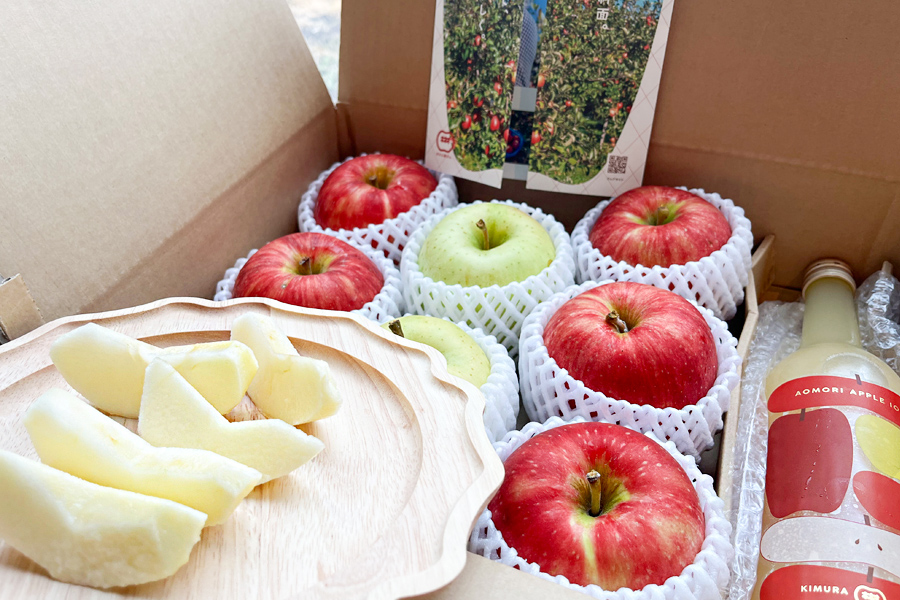 《贈答用》木村農産のりんご詰め合わせ (約6kg)・ 黄金比率ブレンド 昔ながらの100%りんご瓶ジュース (720ml×2本) のセット｜青森県産 つがる りんご リンゴ 林檎 ジュース 瓶ジュース 飲料水 フレッシュ 果物 フルーツ 令和7年産 2025年産 [0913]