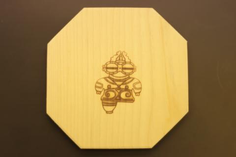 [天然青森ひば使用] オリジナル しゃこちゃん焼き印入り コースター2枚セット｜工芸品 木製 グラス マグカップ [0417]