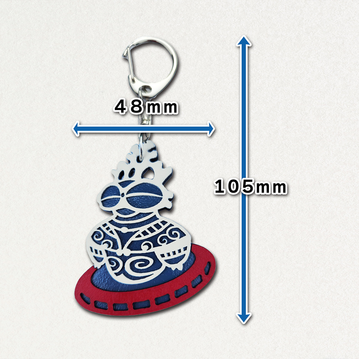 しゃこちゃんUFO (シャコリアン) キーホルダー (白系) ｜キーホルダー レーザーカット 小物 鍵 遮光器土偶 しゃこちゃん 縄文 土偶 どぐう青森県 つがる市 世界遺産 [0869]