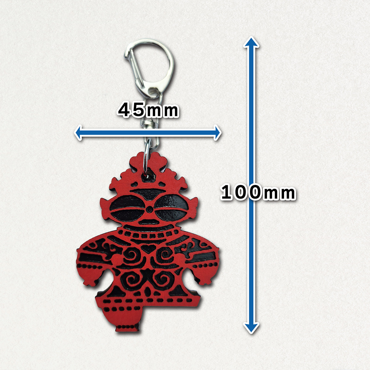 遮光器土偶 (しゃこちゃん) 全身キーホルダー (赤系) ｜キーホルダー レーザーカット 小物 鍵 遮光器土偶 しゃこちゃん 縄文 土偶 どぐう青森県 つがる市 世界遺産 [0871]
